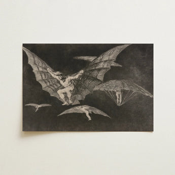 Where There’s a will Way - Francisco De Goya Art Print / Canvas Black White Central Figure Bat-like Wings Surrounded Captures, Etched