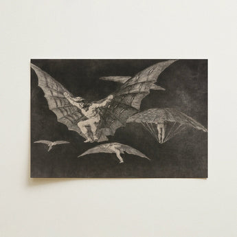 Where There’s a will Way - Francisco De Goya Art Print / Canvas Black White Print Central Figure Bat-like Wings Surrounded Goya Captures,