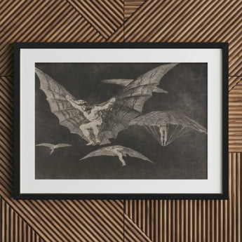 Where There’s a will Way - Francisco De Goya Art Print / Canvas Framed Black White Fantastical Figures Captures, Etched Copper, Madness