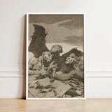 They Spruce Themselves Up - Francisco De Goya Art Print / Canvas Framed Black-and-white Grotesque Figures Wings Scissor Set Ornate Three