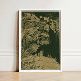 Framed Artwork Intricate Surreal Illustrations Fantastical Creatures Dark Arthur Rackham, Art Print, Tarnished Ochre