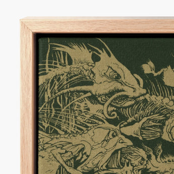 Framed Artwork Detailed Stylized Illustration Sea Creatures Beige Arthur Rackham, Art Print, Tarnished Ochre