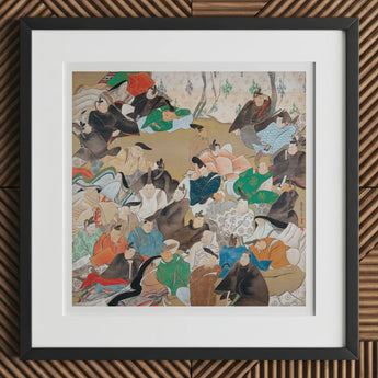 Thirty-six Poetic Immortals - Ikeda Koson Art Print / Canvas Black Framed Artwork White, Imperial Stanza Unfolding Prints