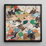 Thirty-six Poetic Immortals - Ikeda Koson Art Print / Canvas Black-framed Square Traditional Japanese Painting Numerous, Imperial Stanza