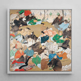 Thirty-six Poetic Immortals - Ikeda Koson Art Print / Canvas Framed Japanese-style Painting Lively Figures Traditional Robes Rendered,