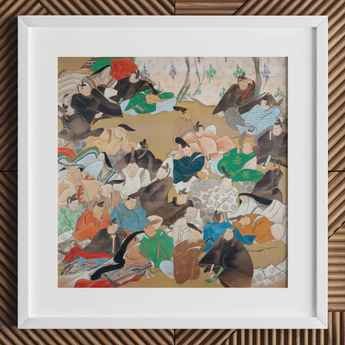 Thirty-six Poetic Immortals - Ikeda Koson Art Print / Canvas White Framed Artwork Group People Traditional Attire Ikeda Koson, Thirty-six
