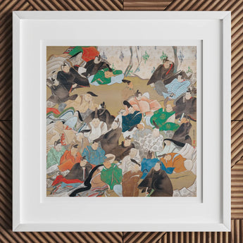 Thirty-six Poetic Immortals - Ikeda Koson Art Print / Canvas White Framed Artwork Group People Traditional Attire, Imperial Stanza