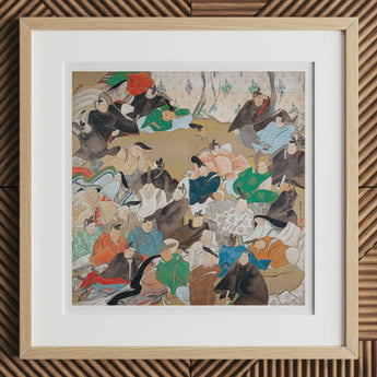 Thirty-six Poetic Immortals - Ikeda Koson Art Print / Canvas Wooden Framed Artwork Colorful Characters Detailed Scene, Imperial Stanza