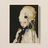 Thomasin - Queer White Witch Art Framed Canvas, 12x16’’ / 31x41cm / Natural Floating Frame, Framed Painting Person Elaborate Doll-like