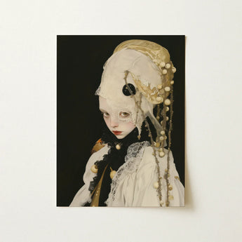 Thomasin - Queer White Witch Art Print / Canvas Hauntingly Beautiful Portrait Pale-skinned Figure Ornate Cream-colored, Vision Torn Prints