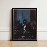 Black-framed Art Print Dark Gothic Portrait Young Man Gay Black Dracula, Commanding Presence