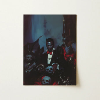 Thorne - Gay Black Dracula Art Print / Canvas Dark Gothic-themed Poster Man Formal Attire Surrounded Skulls, Commanding Presence Prints
