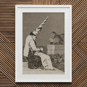 Those Specks of Dust - Francisco De Goya Art Print / Canvas Framed Man Tall Pointed Hat Dissects, Decayed Theater, Superstition Replacing