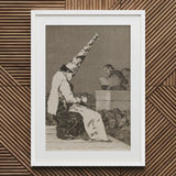 Those Specks of Dust - Francisco De Goya Art Print / Canvas Framed Man Tall Pointed Hat Dissects, Decayed Theater, Superstition Replacing