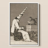 Those Specks of Dust - Francisco De Goya Art Print / Canvas Framed Monochrome Theatrical Scene Actor Tall Pointed Dissects, Decayed