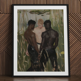 Three d - Stampa d’arte di trio gay interrazziale / Tela, 24x32’’ / 61x81cm / Cornice nera / Passe-partout, Poster, stampe e opere d’arte visiva, Toby