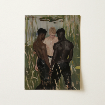Three d - Gay Interracial Threesome Art Print / Canvas, 12x16’’ / 31x41cm / Unframed / no Border, Posters Prints & Visual Artwork, Toby Leon