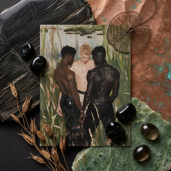 Three d - Gay Interracial Threesome Art Print / Canvas Rectangular Men Field Rendered Soft, Prints