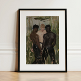 Three d - Gay Interracial Threesome Art Print / Canvas, Gay Interracial Threesome, Interracial Threesome Art, Threesome Art Print
