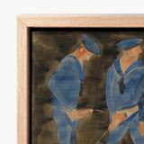 Framed Watercolor Painting Two Sailors Blue Uniforms Caps Charles Demuth, Three, Crowds, Uniformed Bodies, Pissing, Gleefully, Art, Print