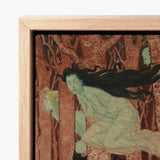 Three Women and Wolves - Eugene Grasset Art Print / Canvas Framed Artwork Hauntingly Beautiful Woman Long Black Hair Spectral Slip, Gauze