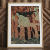 Three Women and Wolves - Eugene Grasset Art Print, 24x32’’ / 61x81cm / Natural Frame / 2’’ Matboard, Framed Print Mythical Figure Forest
