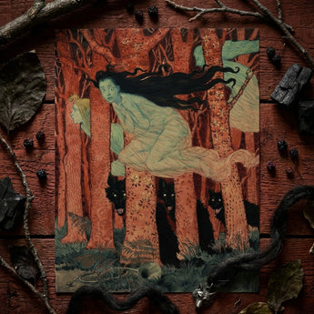 Three Women and Wolves - Eugene Grasset Art Print / Canvas, 12x16’’ / 31x41cm / Unframed / no Border, Posters Prints & Visual Artwork, Toby