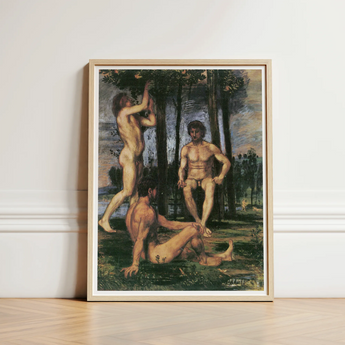 Three Youths Under Orange Trees - Hans Von Marées Fine Art Print / Canvas Framed Reproduction Classical Painting Nude Figures Outdoor,