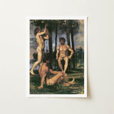 Three Youths Under Orange Trees - Hans Von Marées Fine Art Print / Canvas Framed Reproduction Classical Painting Nude Figures Outdoor,