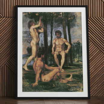 Three Youths Under Orange Trees - Hans Von Marées Fine Art Print / Canvas Black Framed Artwork White, Prints