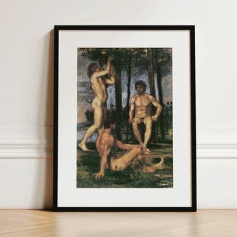 Three Youths Under Orange Trees - Hans Von Marées Fine Art Print / Canvas Black-framed Classical Painting Nude Male, Prints
