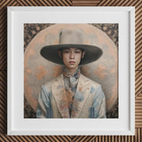 Thuanthong - Dandy Thai Transman Cowboy Art Print / Canvas Framed Portrait Man Elegant Wide-brimmed Hat Patterned Suit Transgender,