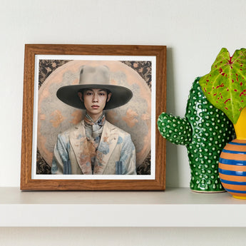 Thuanthong - Dandy Thai Transman Cowboy Art Print / Canvas Framed Portrait Photograph Figure Wide-brimmed Hat Light-colored Jacket