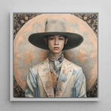 Thuanthong - Dandy Thai Transman Cowboy Art Print / Canvas Framed Portrait Young Man Ornate Wide-brimmed Hat Floral-patterned Transgender,