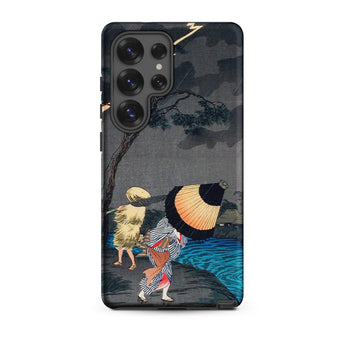 Thunderstorm at Tateishi - Takahashi Shōtei Phone Case Samsung Galaxy S25 Ultra / Matte Black Phone Case Traditional Japanese Woodblock