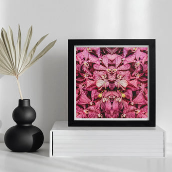 Tickled Pink - Fuschia Orchid Op Art Print / Canvas Framed Abstract Artwork Symmetrical Floral Pattern, Sensory Explosion, Prints