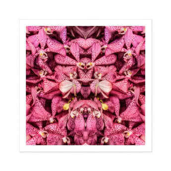 Tickled Pink - Fuschia Orchid Op Art Print / Canvas Spotted Orchids Arranged Kaleidoscopic Pattern, Sensory Explosion, Prints