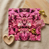 Tickled Pink - Fuschia Orchid Op Art Print / Canvas Vibrant Pink Orchid Print Square Coaster Symmetrical Mirrored Op Art, Sensory