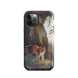 Tiger in a Cave - Jacques-laurent Agasse Phone Case Iphone 12 Pro / Gloss Sleek Black Phone Case Detailed Illustration Orange Tiger Agasse
