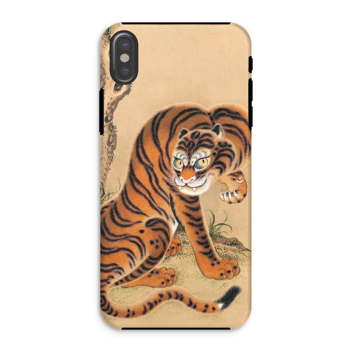Tiger Cleaning its Paw Matsui Keichu Iphone Case, Xs / Matte, Phone Case Traditional Japanese Style Tiger Artwork Orange Black