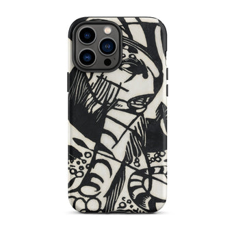 Tiger - Franz Marc Animal Aesthetic Iphone Case 13 Pro Max / Matte Black White Patterned Phone Case Franz Marc’s Avant-garde, Avant-garde