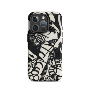 Tiger - Franz Marc Animal Aesthetic Iphone Case 16 Pro / Matte Black White Patterned Phone Case Franz Marc’s Avant-garde, Avant-garde