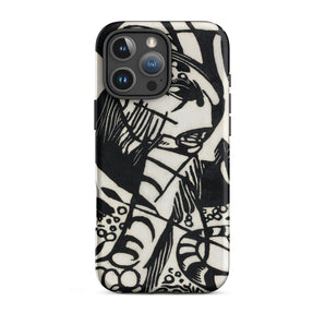 Tiger - Franz Marc Animal Aesthetic Iphone Case 16 Pro Max / Matte Black White Patterned Phone Case Franz Marc’s Avant-garde, Avant-garde