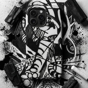 Tiger - Franz Marc Animal Aesthetic Iphone Case Black White Abstract Line Art Phone Case Bold Franz Marc’s Avant-garde, Avant-garde Tiger,