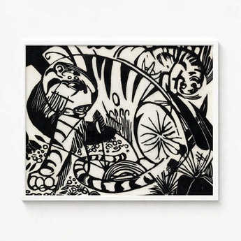 Black White Stylized Tiger Artwork Minimalist Frame Franz Marc’s Expressionist Vision, Electrifying Art, Untamed Realm