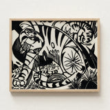 Black White Linocut Artwork Tiger Motion Framed Light Franz Marc’s Expressionist Vision, Electrifying Art, Untamed Realm