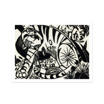 Tiger - Franz Marc Black and White Expressionism Art Print / Canvas Stylized Bold Curved Stripes Decorative Marc’s Expressionist Vision,