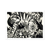 Tiger - Franz Marc Schwarz-Weiß-Expressionismus-Kunstdruck / Leinwand, 14x11’’ / 36x28cm / Ungeahmt / Rand, Poster-Drucke & visuell
