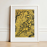 Tiger in the Jungle - Paul Ranson Art Print / Canvas Framed Artwork Stylized Black Bold Stripes Vibrant Ranson’s, Leaps, Impressionist
