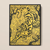 Tiger in the Jungle - Paul Ranson Art Print / Canvas Framed Artwork Stylized Black Bold Stripes Vibrant Ranson’s, Leaps, Impressionist